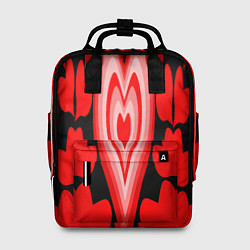 Рюкзак женский Сердечки с красными узорами, цвет: 3D-принт