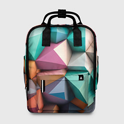 Рюкзак женский Полигональные объемные кубы и тетраэдры в пастельн, цвет: 3D-принт