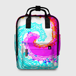 Рюкзак женский Тай-дай бирюзово-розовый, цвет: 3D-принт