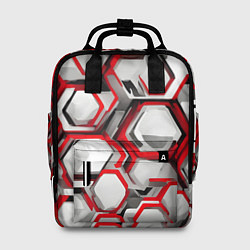 Рюкзак женский Кибер Hexagon Красный, цвет: 3D-принт