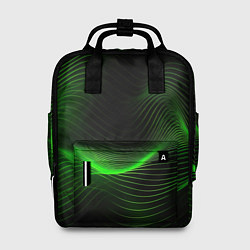 Рюкзак женский Зеленая абстракция на черном фоне, цвет: 3D-принт