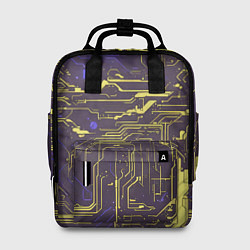 Рюкзак женский Кибер схемы Жёлтый и фиолетовый, цвет: 3D-принт