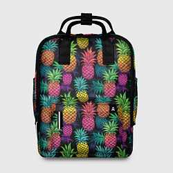 Рюкзак женский Разноцветные ананасы паттерн, цвет: 3D-принт