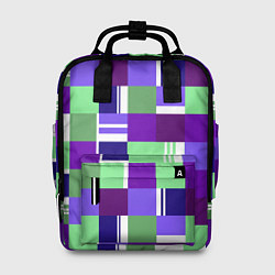 Рюкзак женский Ретро квадраты баклажановые, цвет: 3D-принт