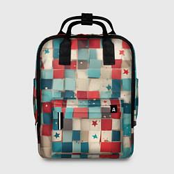 Рюкзак женский Ретро квадраты ванильные, цвет: 3D-принт