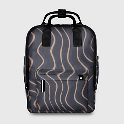 Рюкзак женский Абстракция полосы серо-бежевый, цвет: 3D-принт