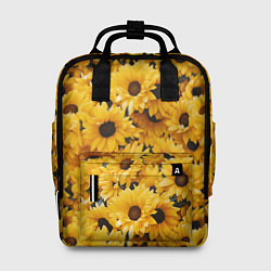 Рюкзак женский Желтые объемные цветы от нейросети, цвет: 3D-принт