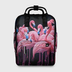 Женский рюкзак Стая розовых фламинго в темноте