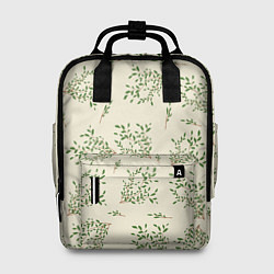 Рюкзак женский Веточки с зелеными листьями, цвет: 3D-принт