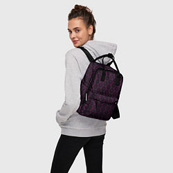Рюкзак женский Чёрно-фиолетовый паттерн стилизованные цветы, цвет: 3D-принт — фото 2