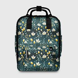 Женский рюкзак Цветочки на зеленом поле паттерн