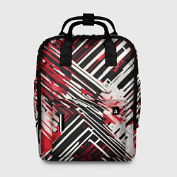 Рюкзак женский Киберпанк линии белые и красные, цвет: 3D-принт
