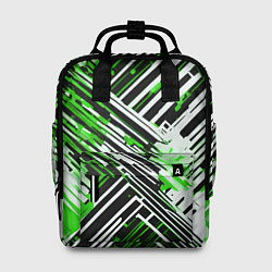 Рюкзак женский Киберпанк линии белые и зелёные, цвет: 3D-принт
