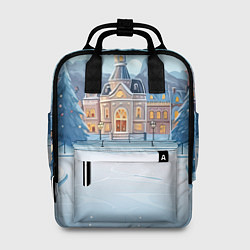 Рюкзак женский Новогодний зимний сквер, цвет: 3D-принт