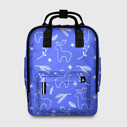 Женский рюкзак Синий рождественский принт с оленями