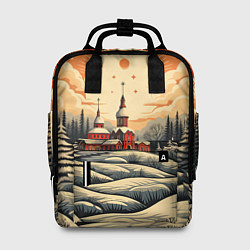 Рюкзак женский Белоснежные сугробы и зимние забавы, цвет: 3D-принт