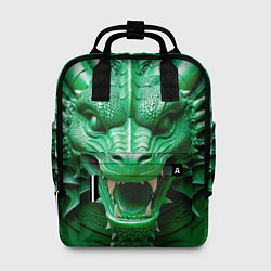 Рюкзак женский Нейросеть - барельеф зелёный дракон, цвет: 3D-принт