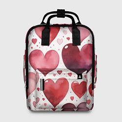 Рюкзак женский Паттерн акварельные сердечки, цвет: 3D-принт