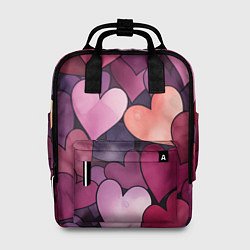 Рюкзак женский Много акварельных сердец, цвет: 3D-принт