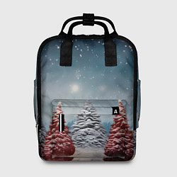 Рюкзак женский Волшебство зимней природы иней на деревьях, цвет: 3D-принт