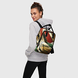 Рюкзак женский Золотая абстракция с зелеными и красными вставками, цвет: 3D-принт — фото 2