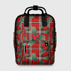 Рюкзак женский Остролист на красной шотландке, цвет: 3D-принт
