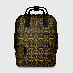 Рюкзак женский Чёрно-золотой узоры, цвет: 3D-принт
