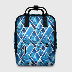 Рюкзак женский Синие треугольники и белые полосы, цвет: 3D-принт
