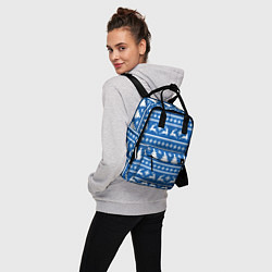Рюкзак женский Синий свитер с новогодними оленями, цвет: 3D-принт — фото 2