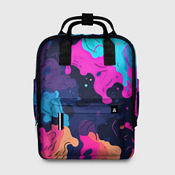 Рюкзак женский Яркие кислотные разноцветные пятна в виде камуфляж, цвет: 3D-принт