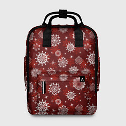 Рюкзак женский Snowflakes on a red background, цвет: 3D-принт