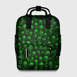 Рюкзак женский Зеленые черепа, цвет: 3D-принт