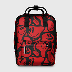 Рюкзак женский Красные смайлы, цвет: 3D-принт