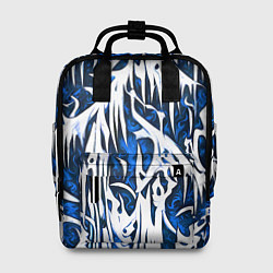 Рюкзак женский Белый и синий узор, цвет: 3D-принт