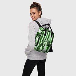 Рюкзак женский Зелёные неоновые полосы на чёрном фоне, цвет: 3D-принт — фото 2