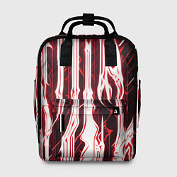 Женский рюкзак Красные неоновые полосы на чёрном фоне