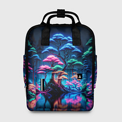 Рюкзак женский Неоновый лес - нейросеть, цвет: 3D-принт