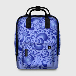 Рюкзак женский Узоры гжель на сиреневом фоне, цвет: 3D-принт