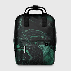 Рюкзак женский Черно-зеленый мрамор, цвет: 3D-принт