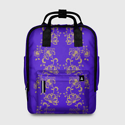 Рюкзак женский Контурные цветы на фиолетовом фоне, цвет: 3D-принт