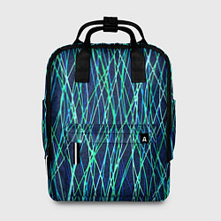 Рюкзак женский Тёмно-синий абстрактный неоновые линии, цвет: 3D-принт
