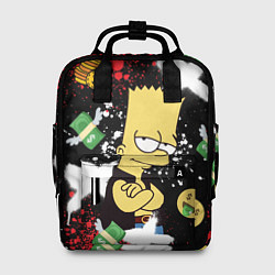 Рюкзак женский Барт Симпсон на фоне баксов, цвет: 3D-принт