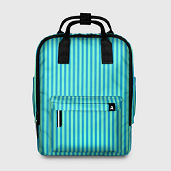 Рюкзак женский Зелёно-голубой полосатый, цвет: 3D-принт