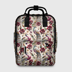 Женский рюкзак Цветочный паттерн с павлинами
