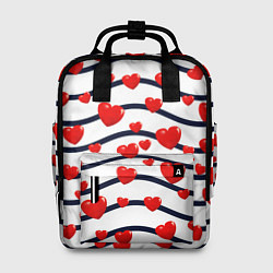 Рюкзак женский Сердца на линиях, цвет: 3D-принт