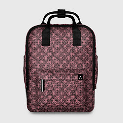 Женский рюкзак Паттерн стилизованные цветы чёрно-розовый