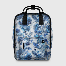 Женский рюкзак Цветочный сине-голубой узор
