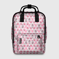 Женский рюкзак Серо-розовый паттерн треугольники