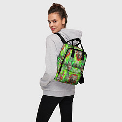 Рюкзак женский Волки из зеленого паттерна, цвет: 3D-принт — фото 2