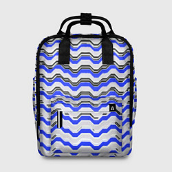 Рюкзак женский Black and blue stripes on a white background, цвет: 3D-принт